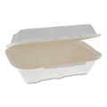 9.1 x 6.1 x 3.3 Natural 1-compartment Bagasse Hinged Lid Container W21170