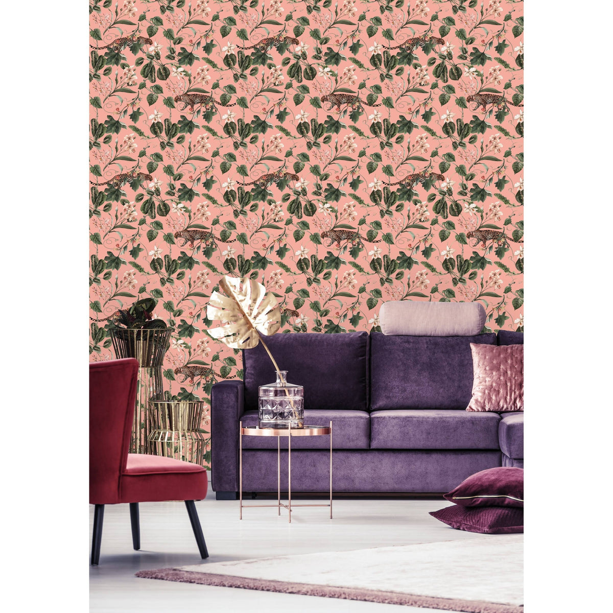 Retro Tropical Pattern Peel and Stick Wallpaper S1246