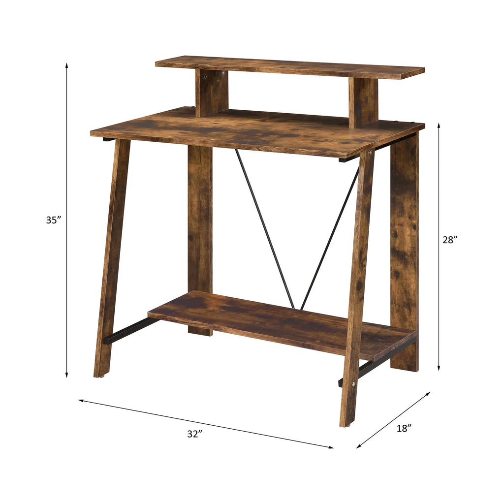 Weathered Oak and Black Writing Desk D2283