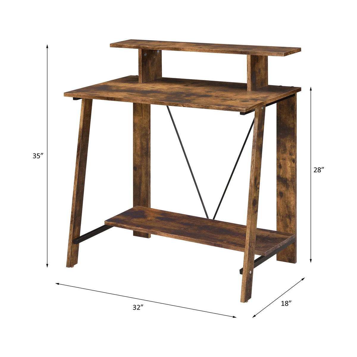 Weathered Oak and Black Writing Desk D2283