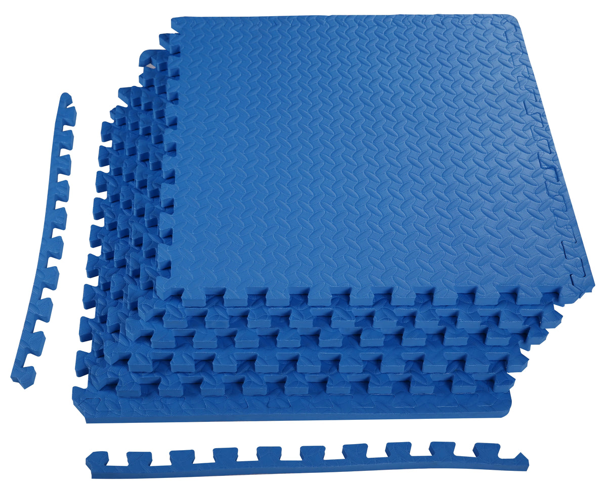 1 In. Thick EVA Foam Interlocking Exercise Mat, 18 Piece, Black E930