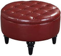 Faux Leather Round Ottoman with Tray Top W5177
