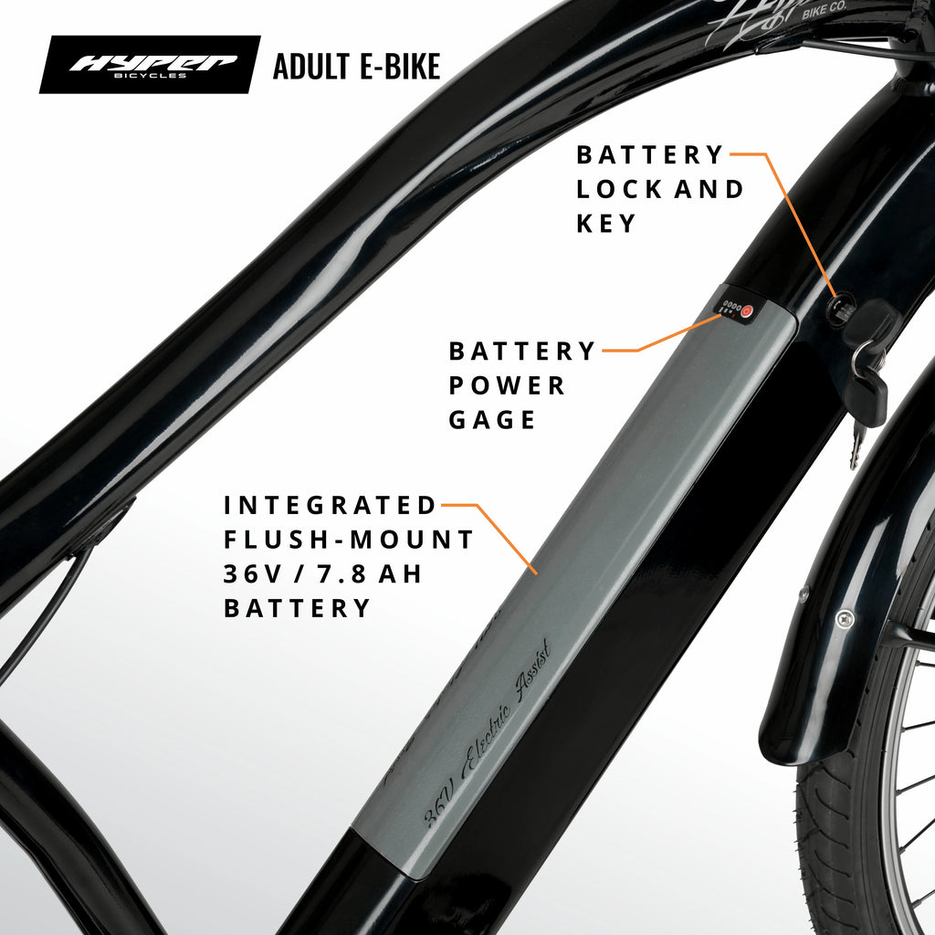 Black 26" 36V Electric Cruiser E-Bike with Pedal-Assist J8894