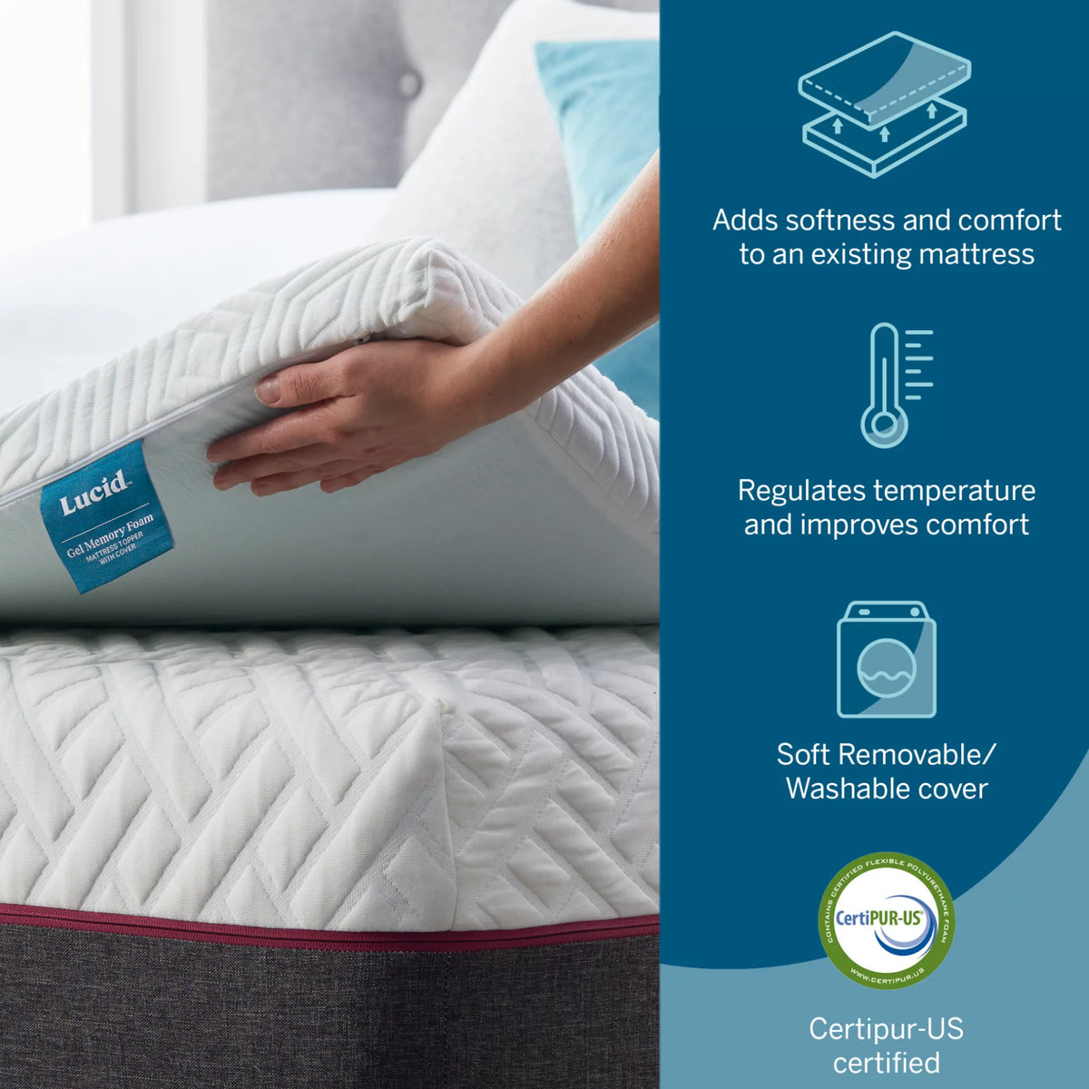 2" Cooling Gel Memory Foam Mattress Topper with Cover, Full R2898