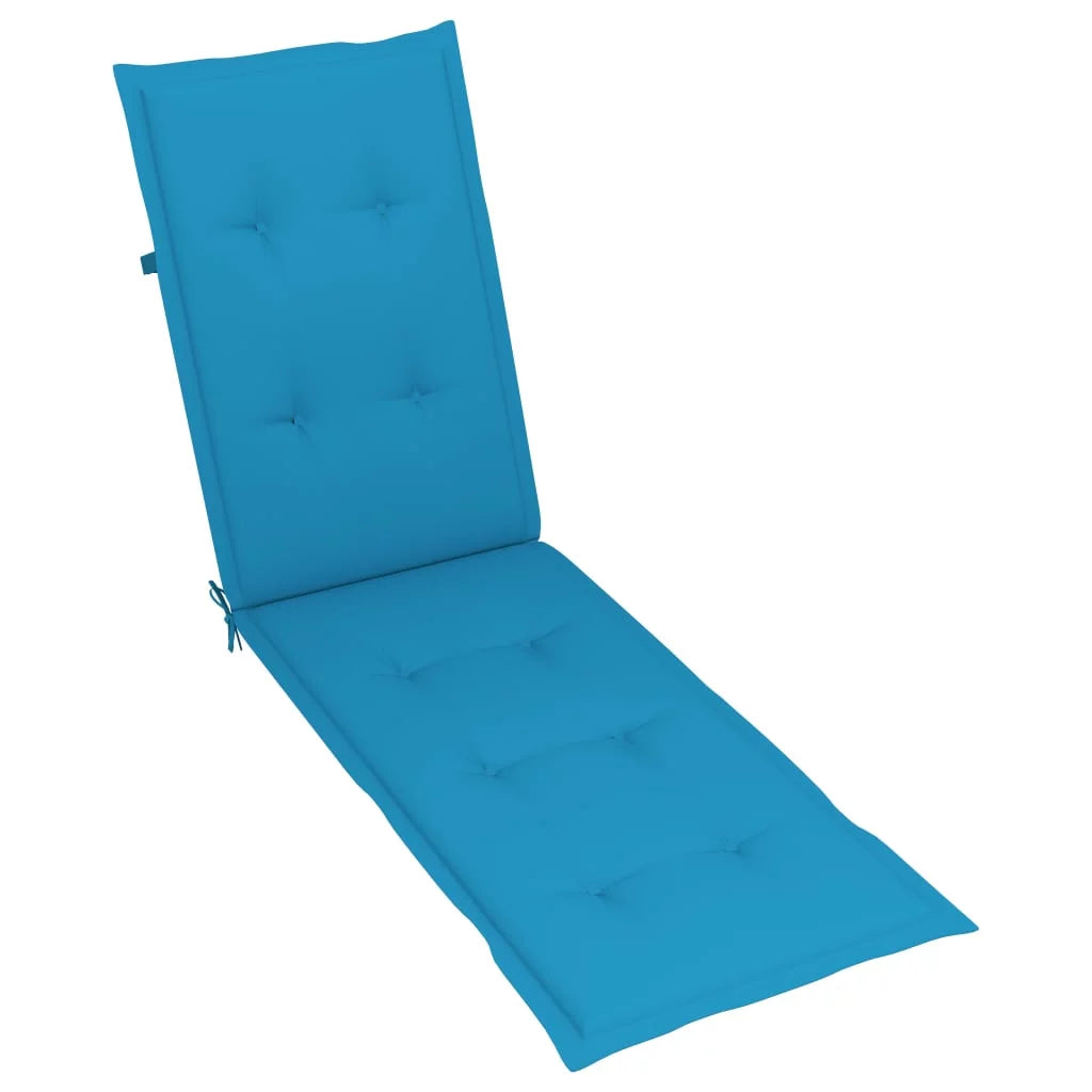Patio Deck Chair with Footrest and Cushion Solid Wood Acacia T15299