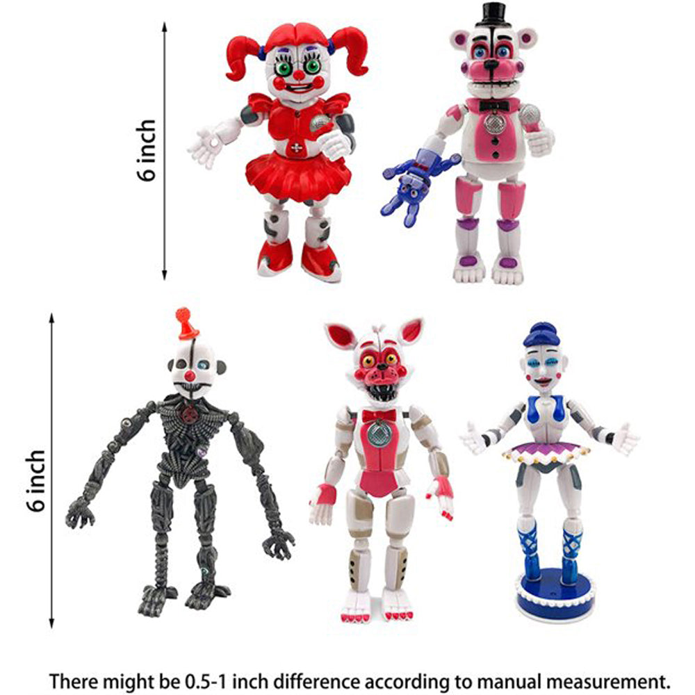 5Pcs FNAF Funtime Freddy Foxy Movable Action Figures J7106