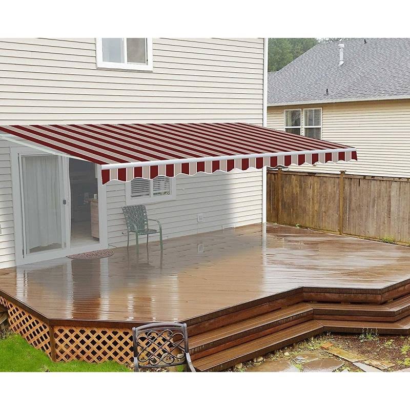 Retractable Motorized Patio Awning, 20 x 10, Multi Stripe Red L99724