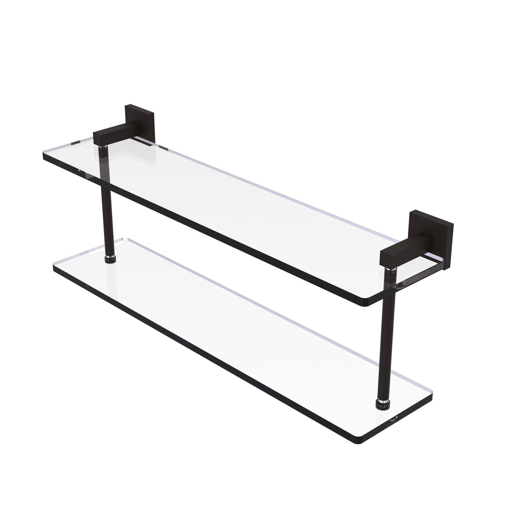 22 inch Two Tiered Glass Shelf Oil Rubbed Bronze T982587