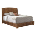 Solid Wood Queen Size Bed with Chamfered Legs in Brown V83795