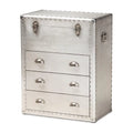 Silver Metal 3 Drawer Accent Storage Chest D4981
