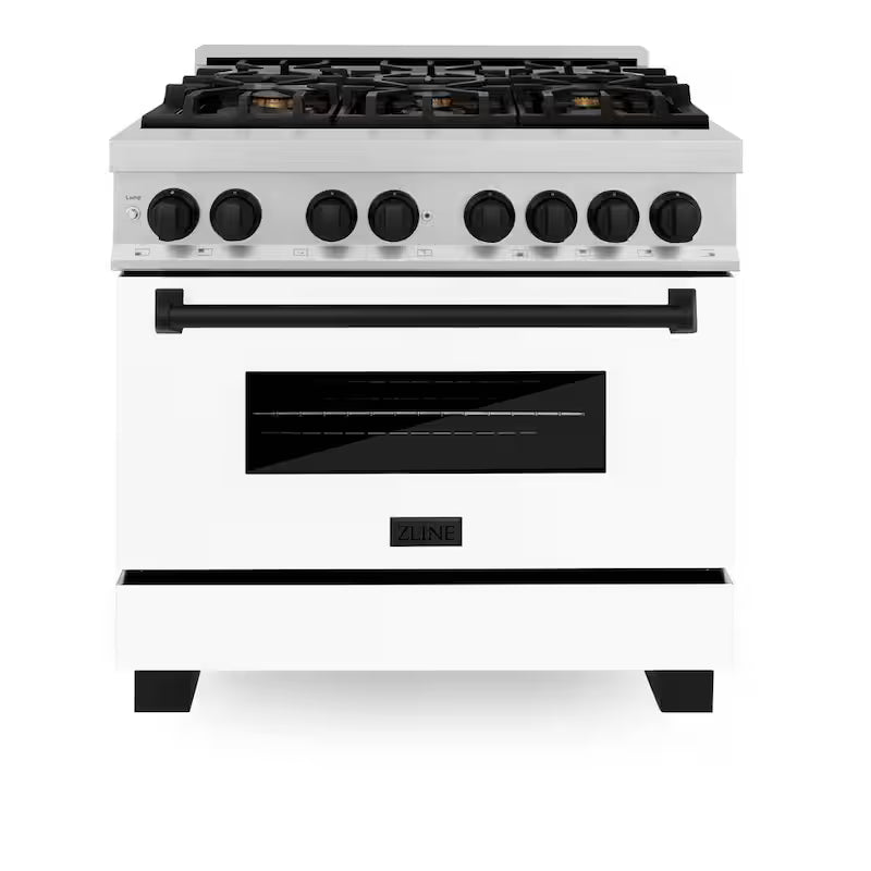 36 in. 6 Burner Dual Fuel Range in Stainless Steel, White Matte and Matte Black L748463