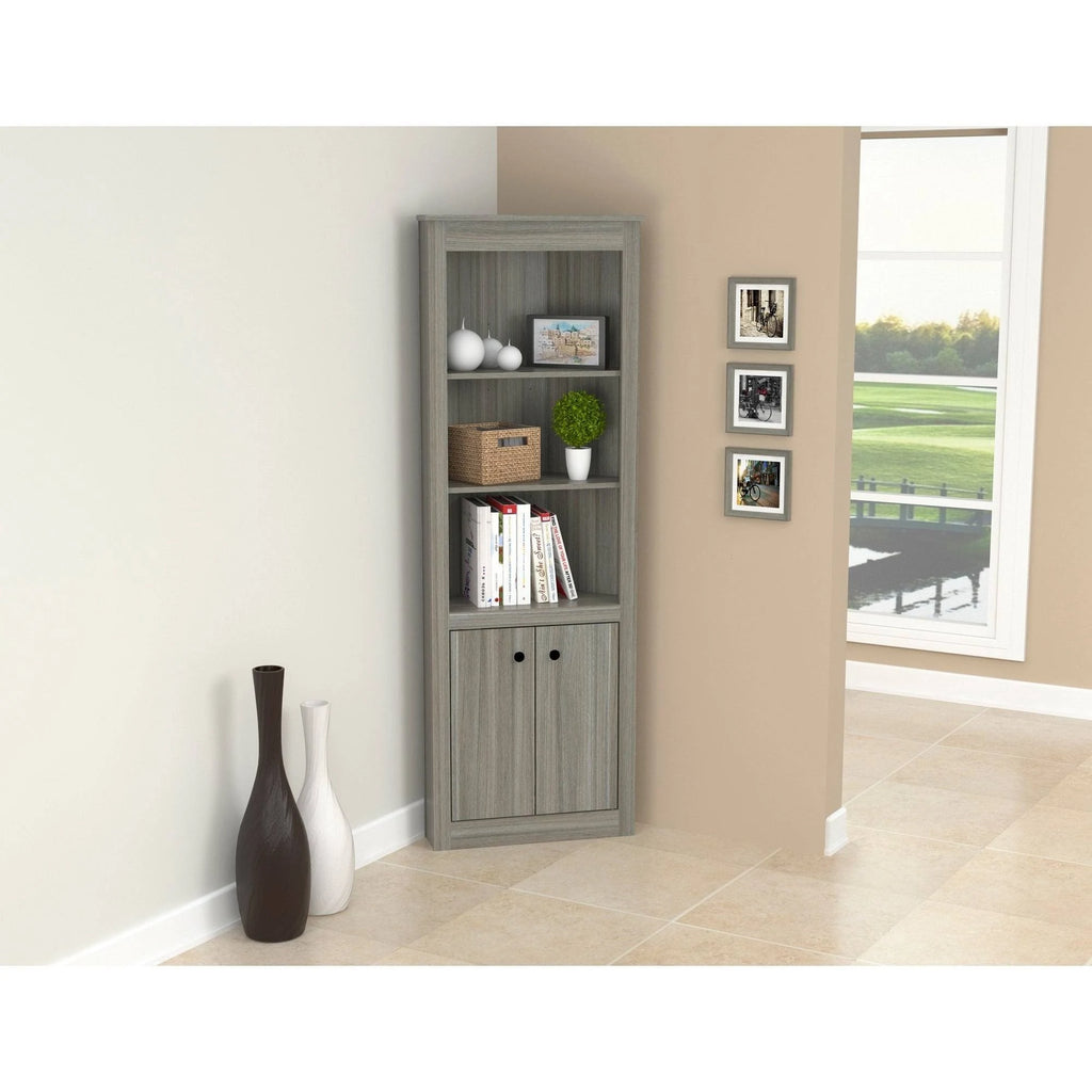 Smoked Oak Corner Bookcase V97133