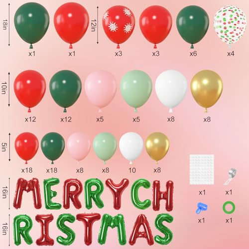 170Pcs Christmas Balloon Garland Arch Kit with Banner and Foil Balloons R970817