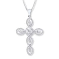 14K White Gold Diamond Cross Necklace W5631