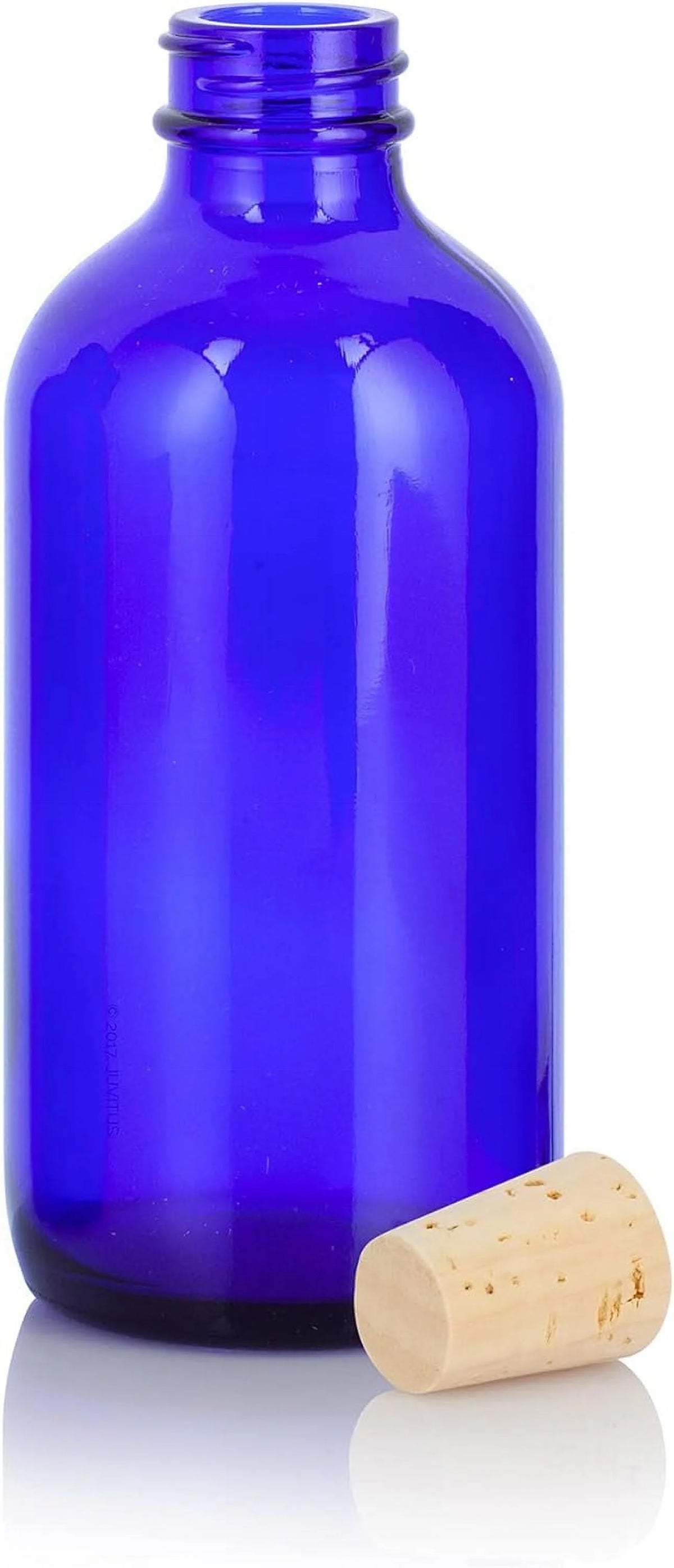 8 Oz Cobalt Blue Glass Bottle with Cork Stopper 4 Pack N732025