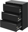 Black Mobile Filing Cabinet 3 Drawer with Lock Wheels Y88389