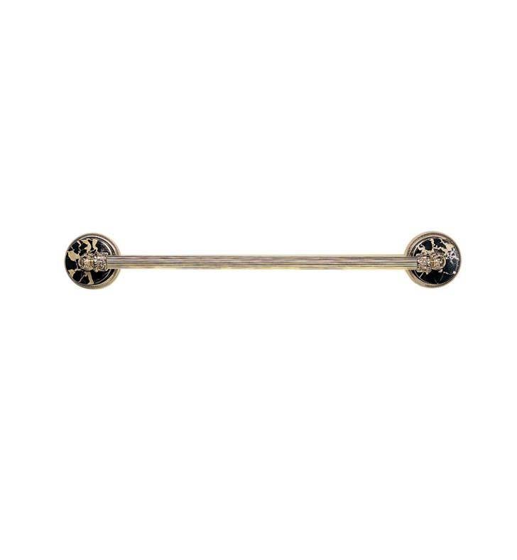 Satin White 24 inch Towel Bar Black Marble Y405