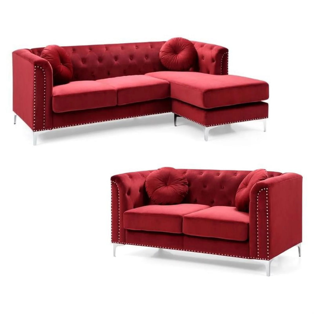 Velvet Sofa Chaise and Loveseat 2-Piece Set A144690