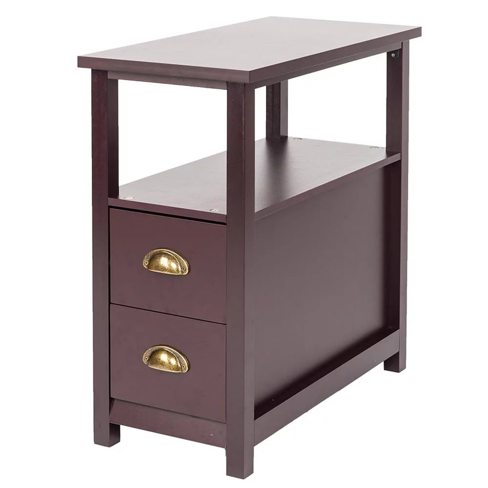 Set of 2 Wood End Table with 2 Drawers D54234