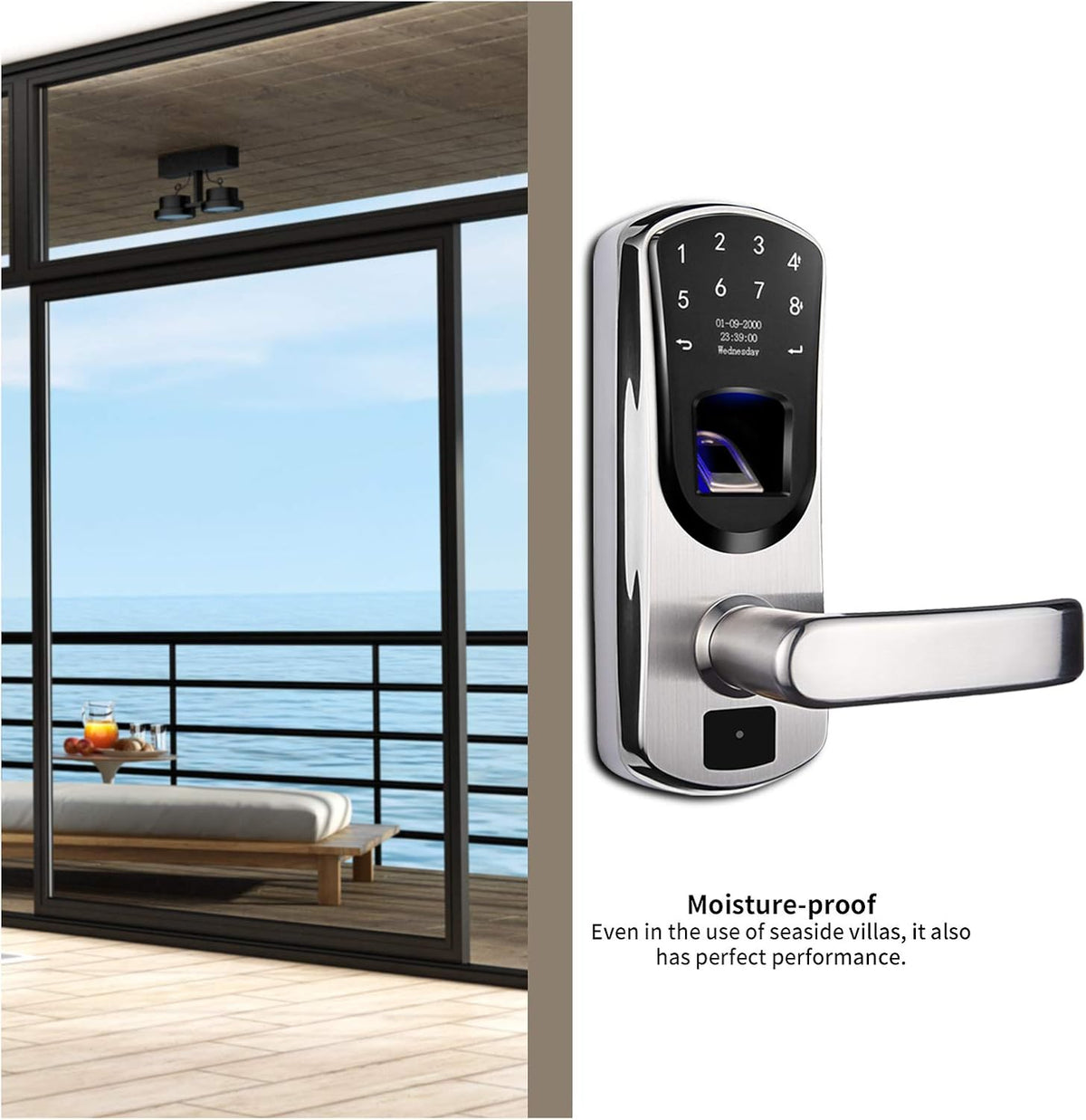 Smart Door Lock with Fingerprint Stainless Steel Touchscreen H2575