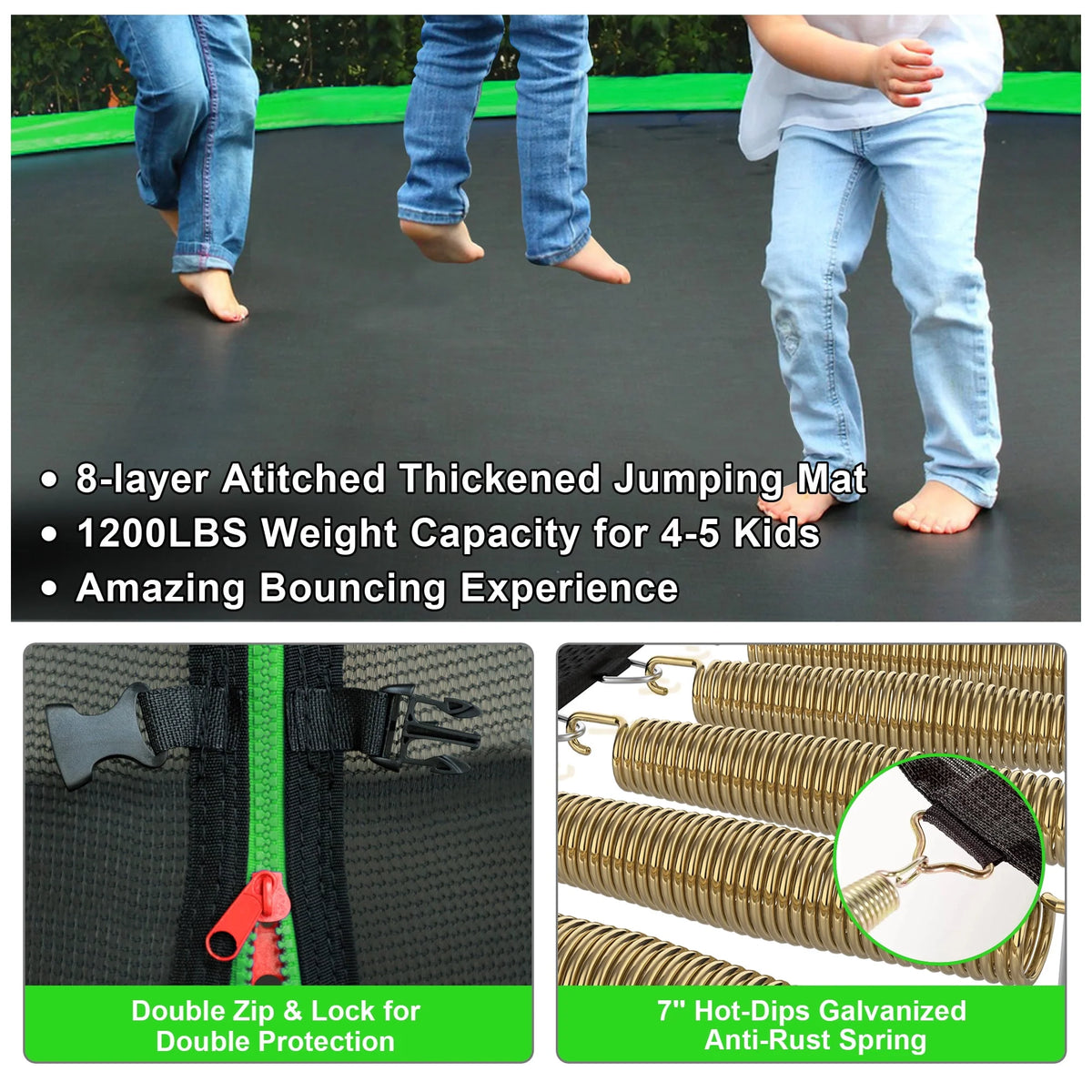 12FT 14FT Trampoline with Enclosure, Basketball Hoop, LED Light and Sprinkler R8603