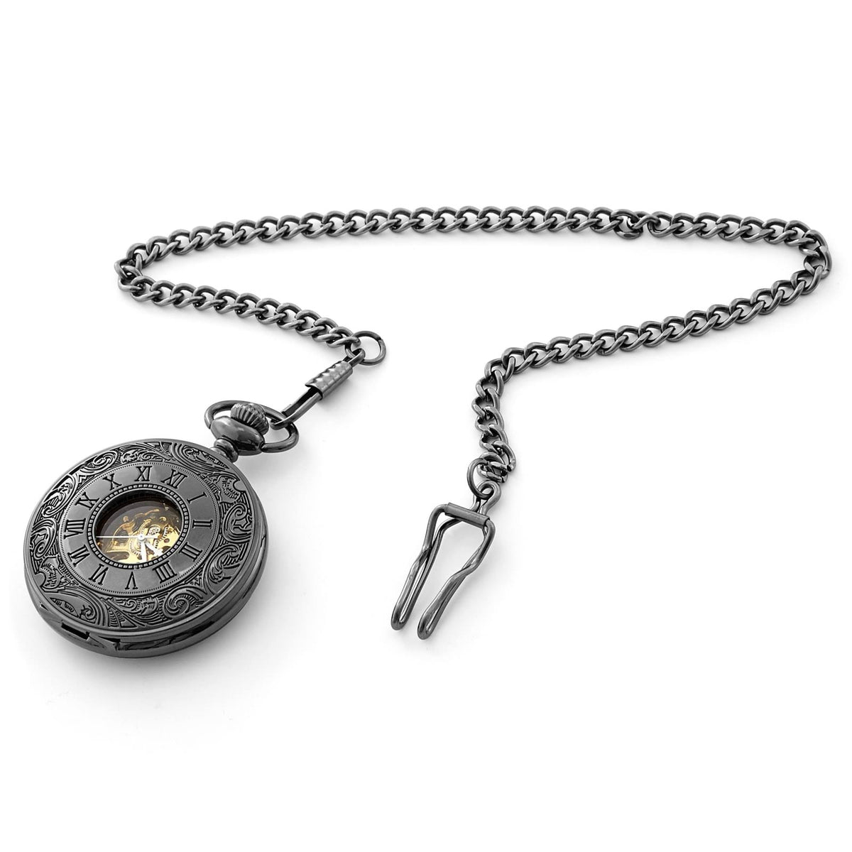 Black Ornate Pocket Watch C837