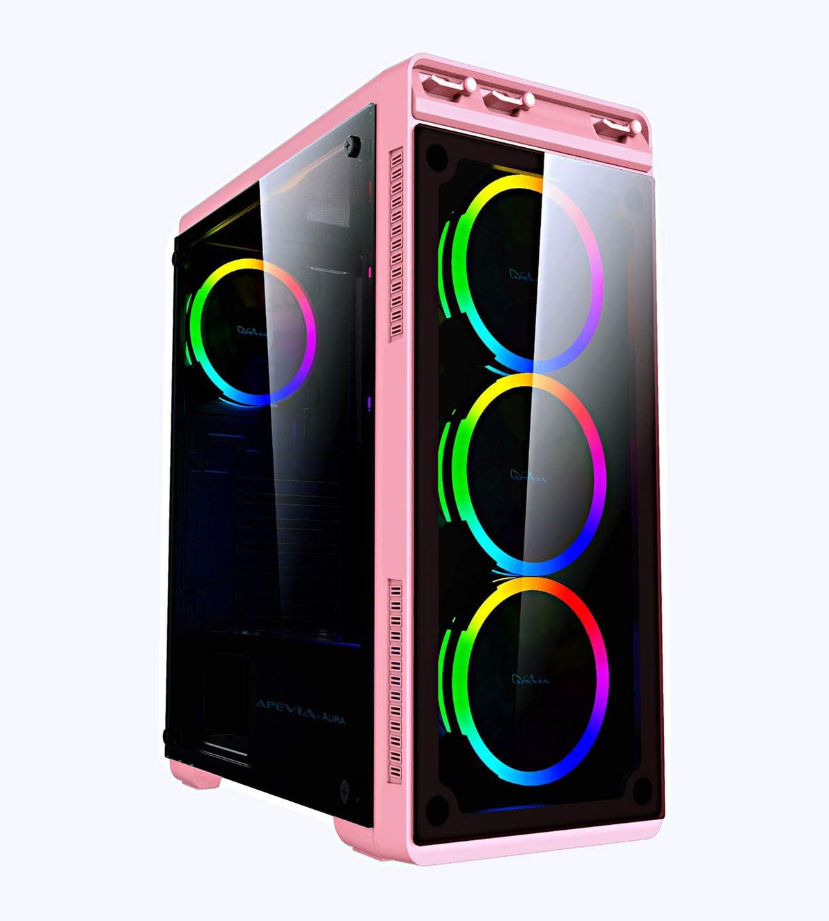 Black Mid Tower Gaming Case with 2 Tempered Glass Panels, 4 RGB Fans, Pack of 2 H817