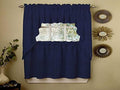 Navy Rib Cord Kitchen Curtains Swag Pair K715209