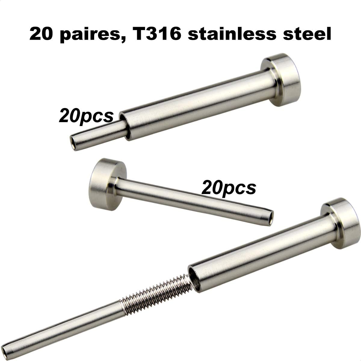 Stainless Steel Cable Railing Hardware Kit, 20 Pairs D39846