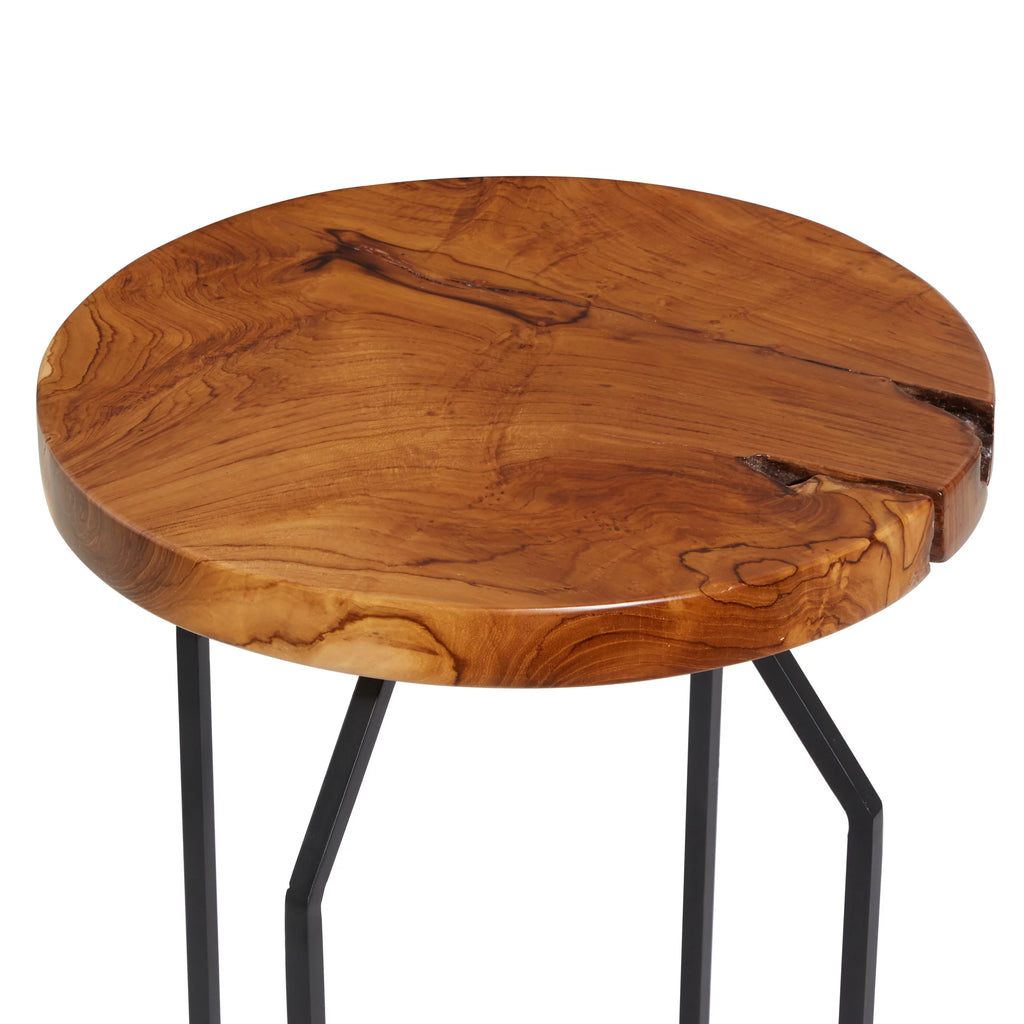 16" x 24" Brown Teak Wood Live Edge Accent Table Z4944