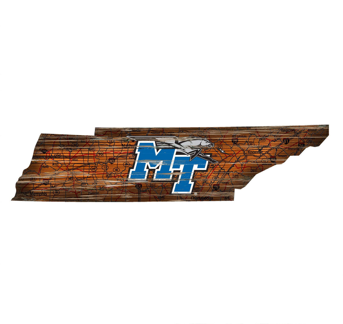 Blue Distressed State Sign with Logo N5057