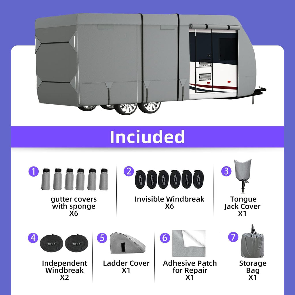 7 Layers Windproof Travel Trailer Cover with Tongue Jack Cover D676901