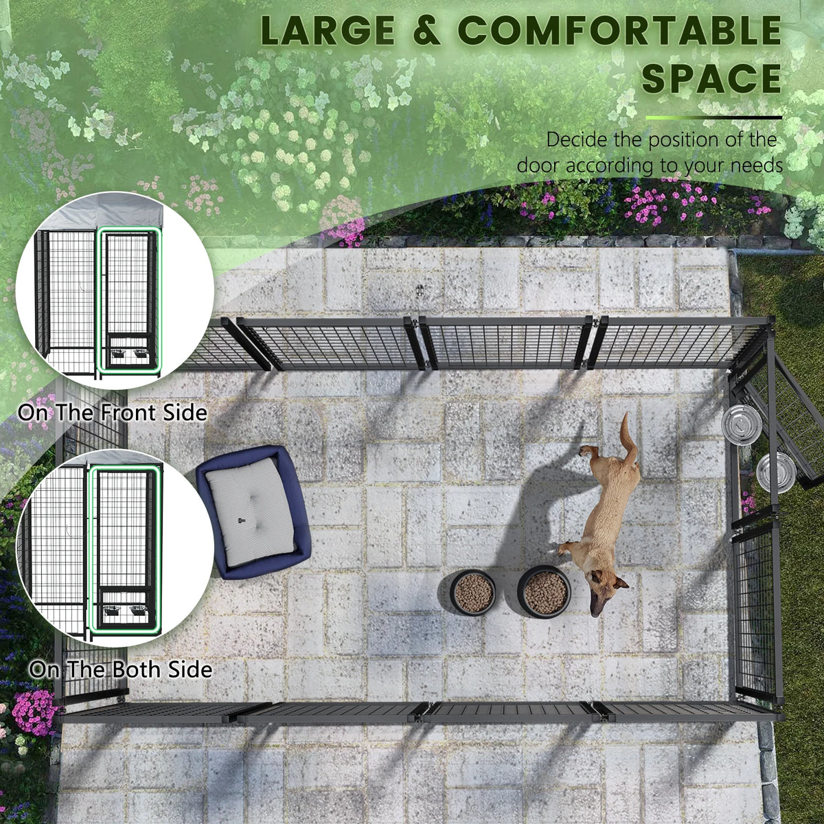 8x4x6 FT Outdoor Dog Kennel with Rotating Dog Bowl L459