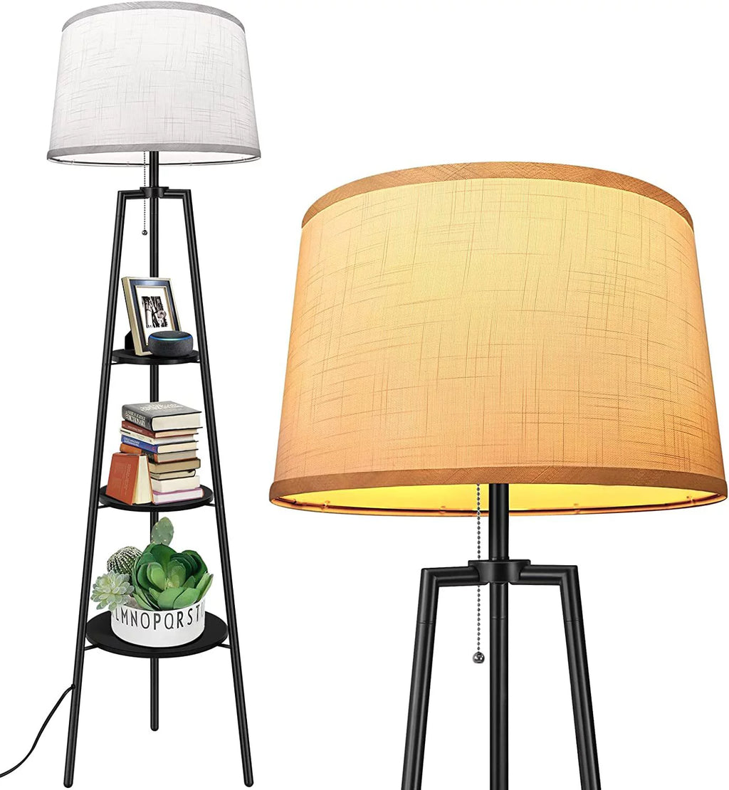 Black Tripod Floor Lamp with Shelves E5477