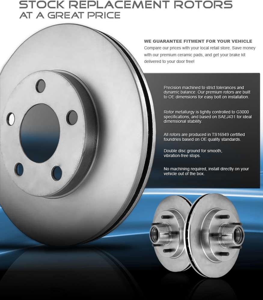 Premium OE 5 Lug Rotors + Ceramic Brake Pads + Hardware R43586