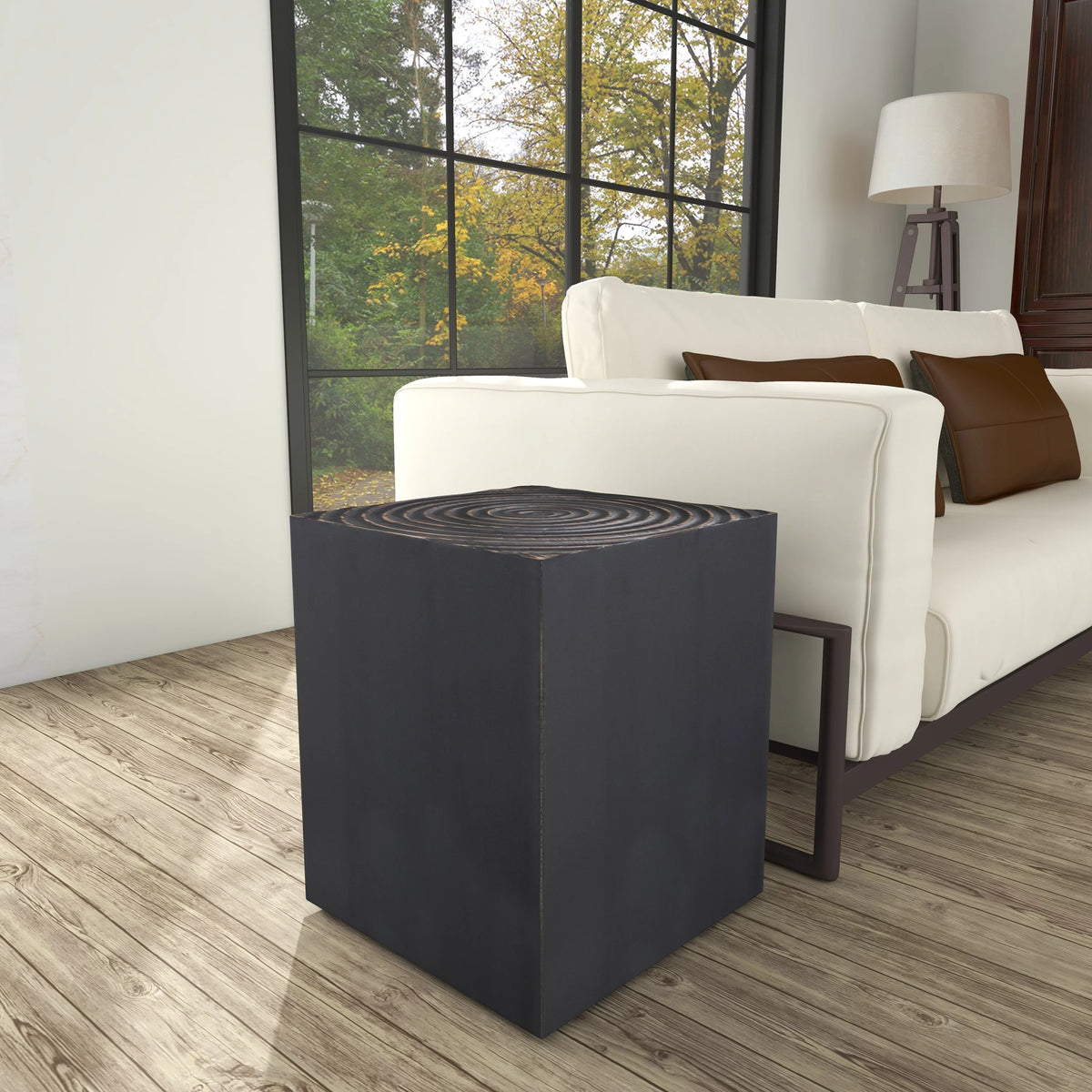 Black Wood Carved Accent Table J412258