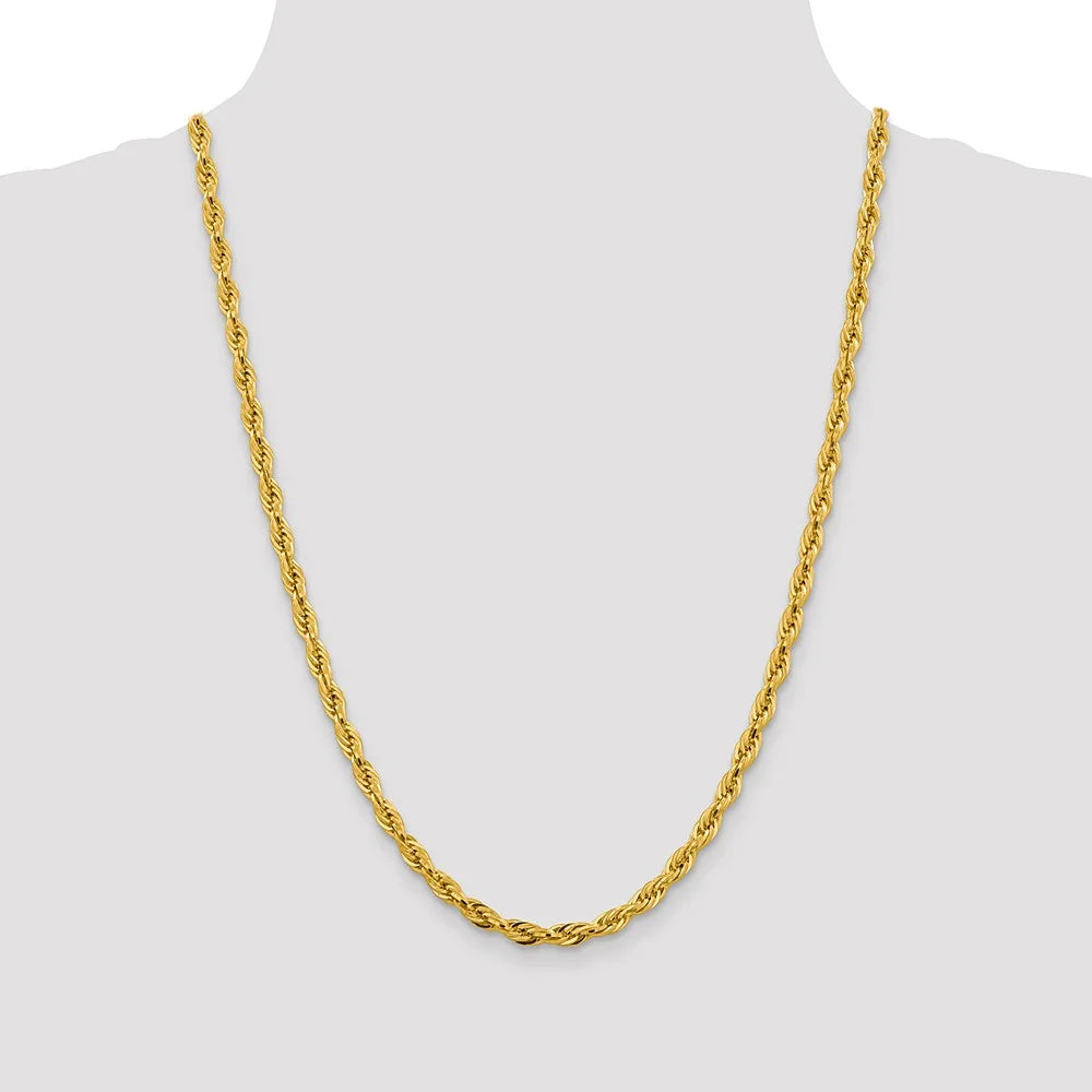 14kt Yellow Gold 24 inch Rope Chain with Lobster Clasp F514