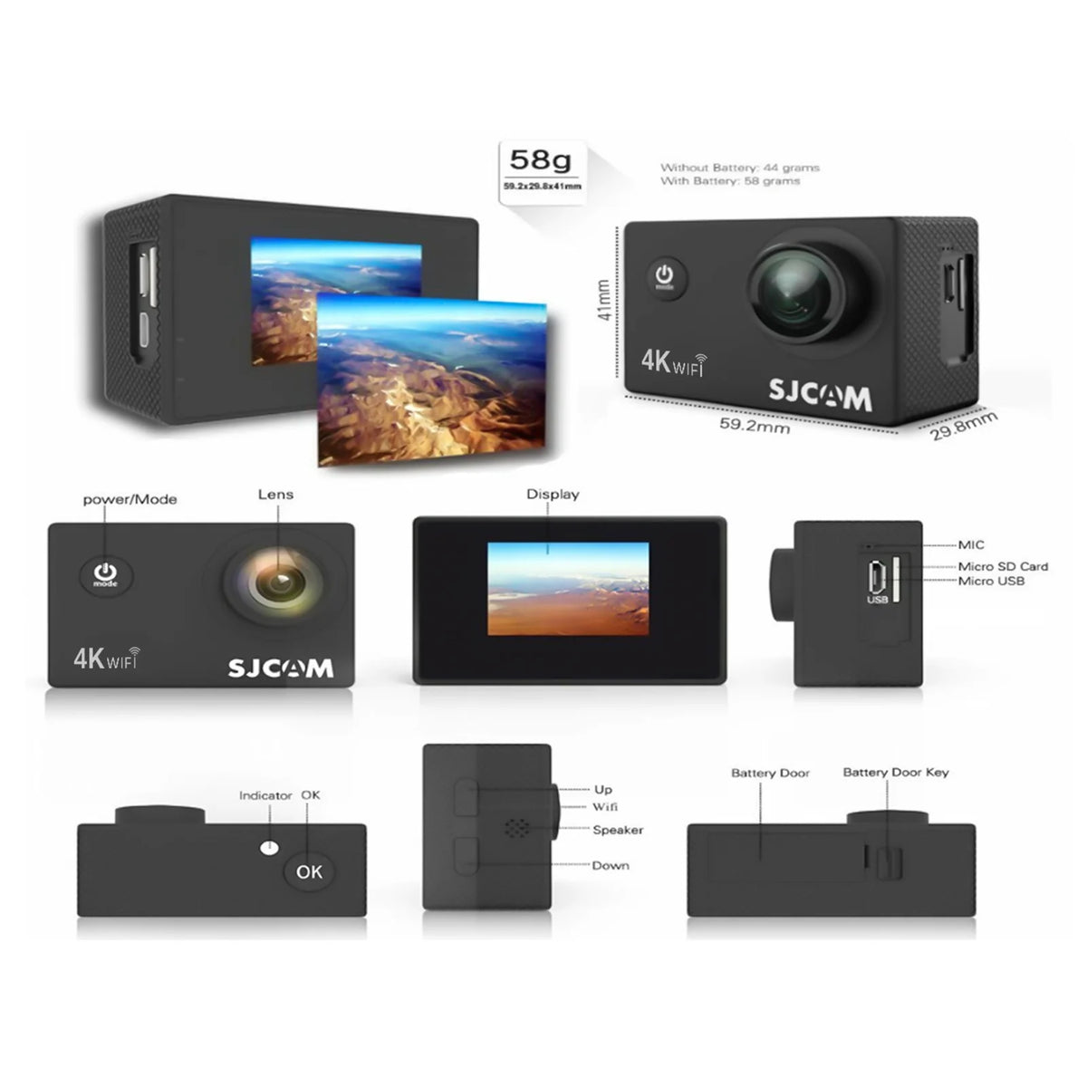 4K Sports Camera with WiFi and Waterproof Case M39610