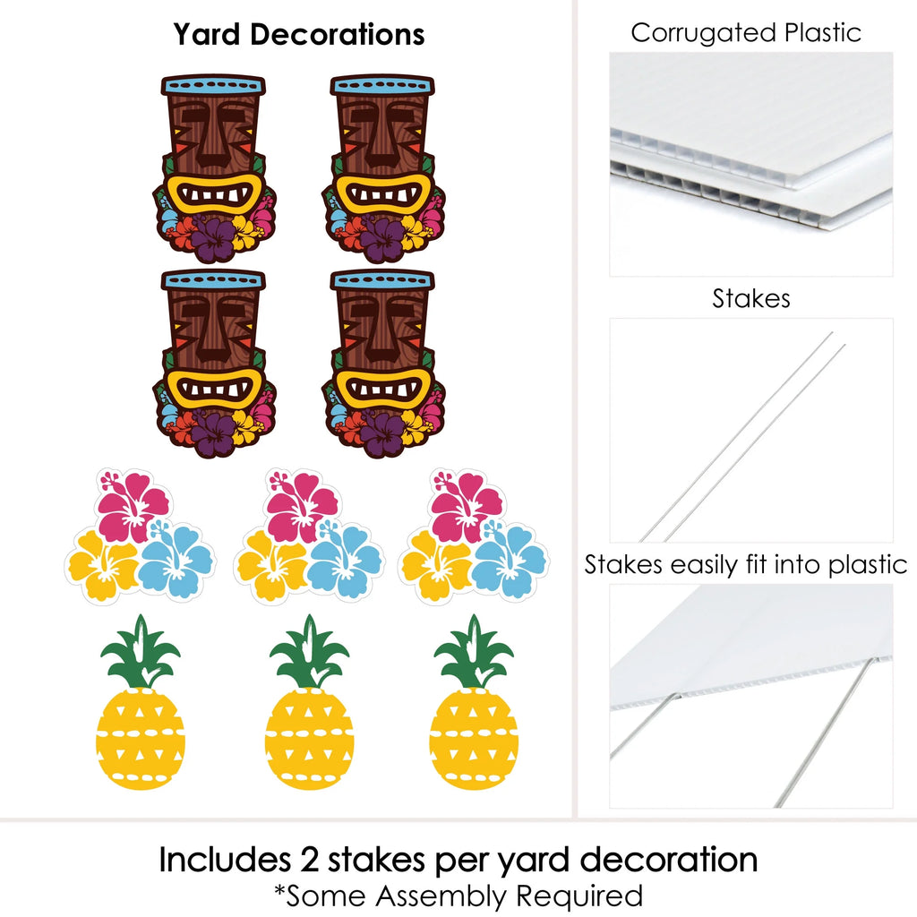 Tiki Luau Lawn Decorations - 10 Piece K491
