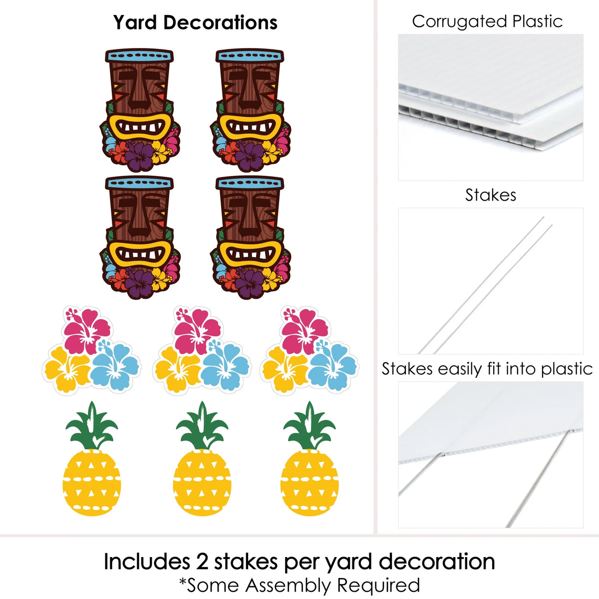 Tiki Luau Lawn Decorations - 10 Piece K491