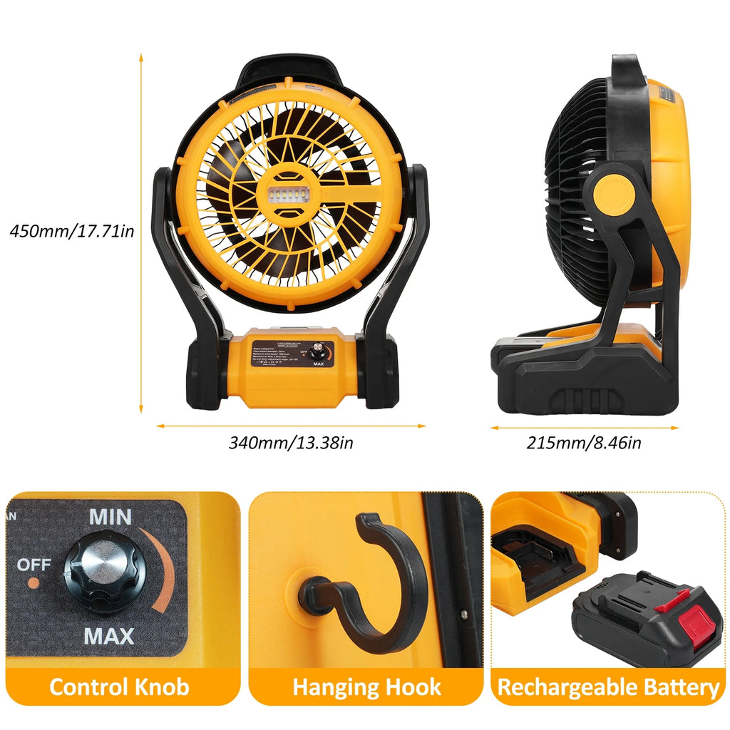 Rechargeable 8 Inch Camping Fan with LED Lantern U452701