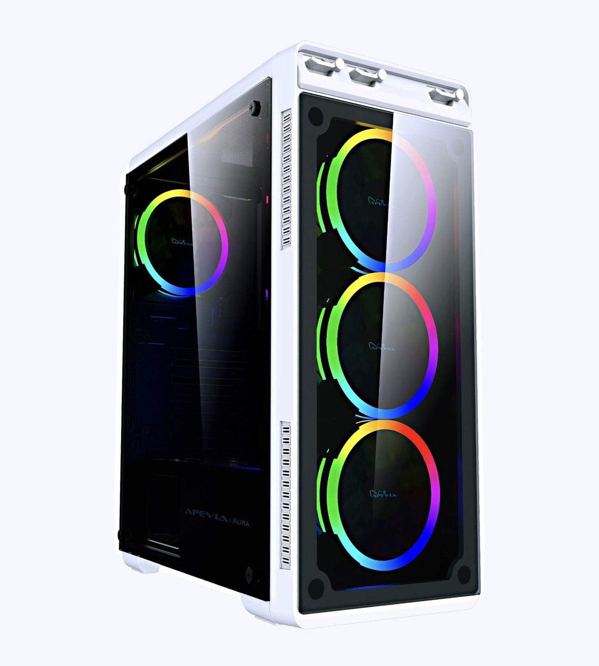 Black Mid Tower Gaming Case with 2 Tempered Glass Panels, 4 RGB Fans, Pack of 2 H817