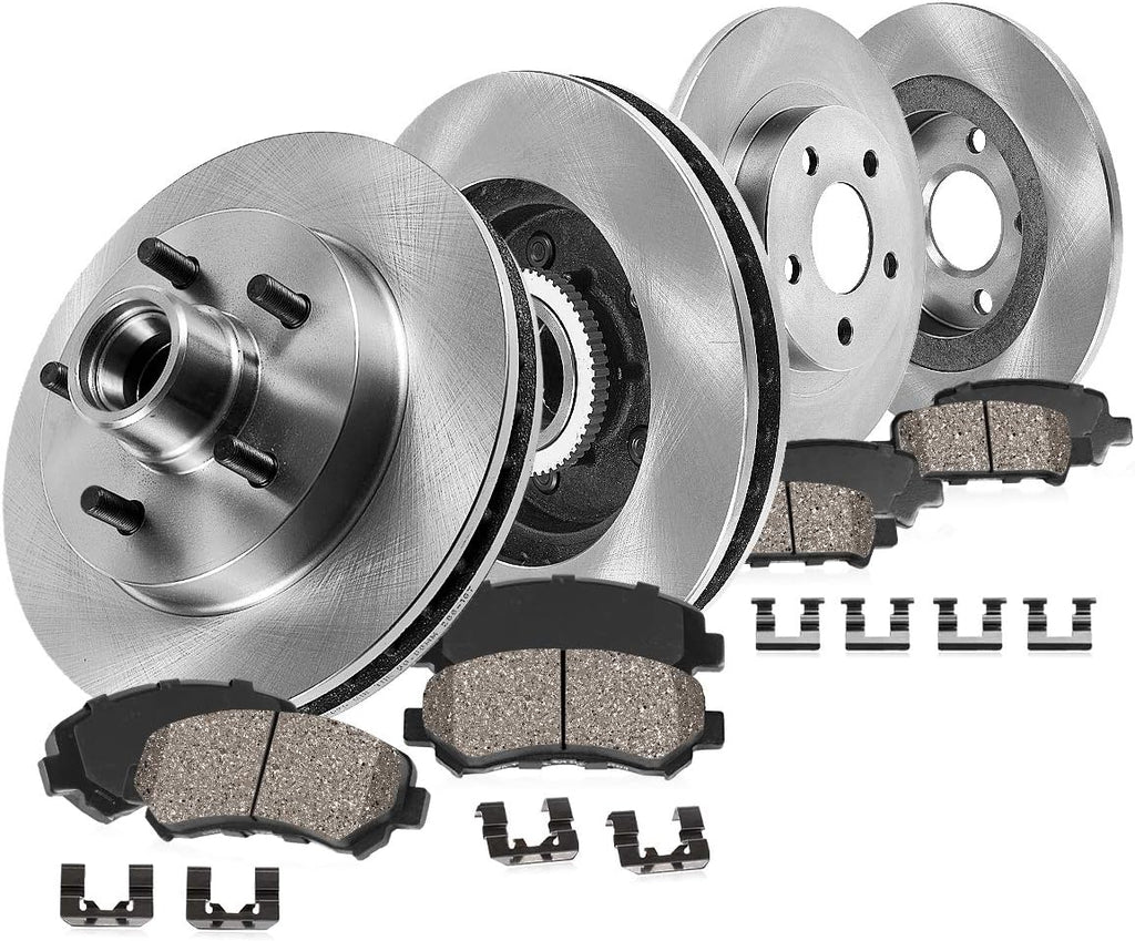 Premium OE 5 Lug Rotors + Ceramic Brake Pads + Hardware R43586