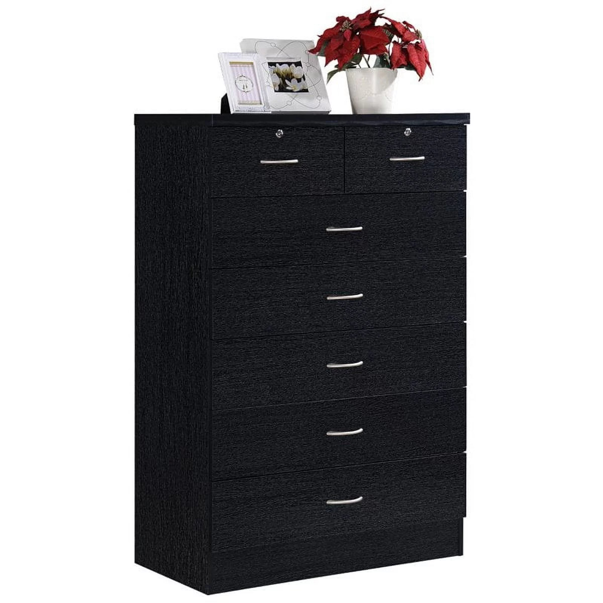 7 Drawer Wood Chest Set with Locks in Black K823142