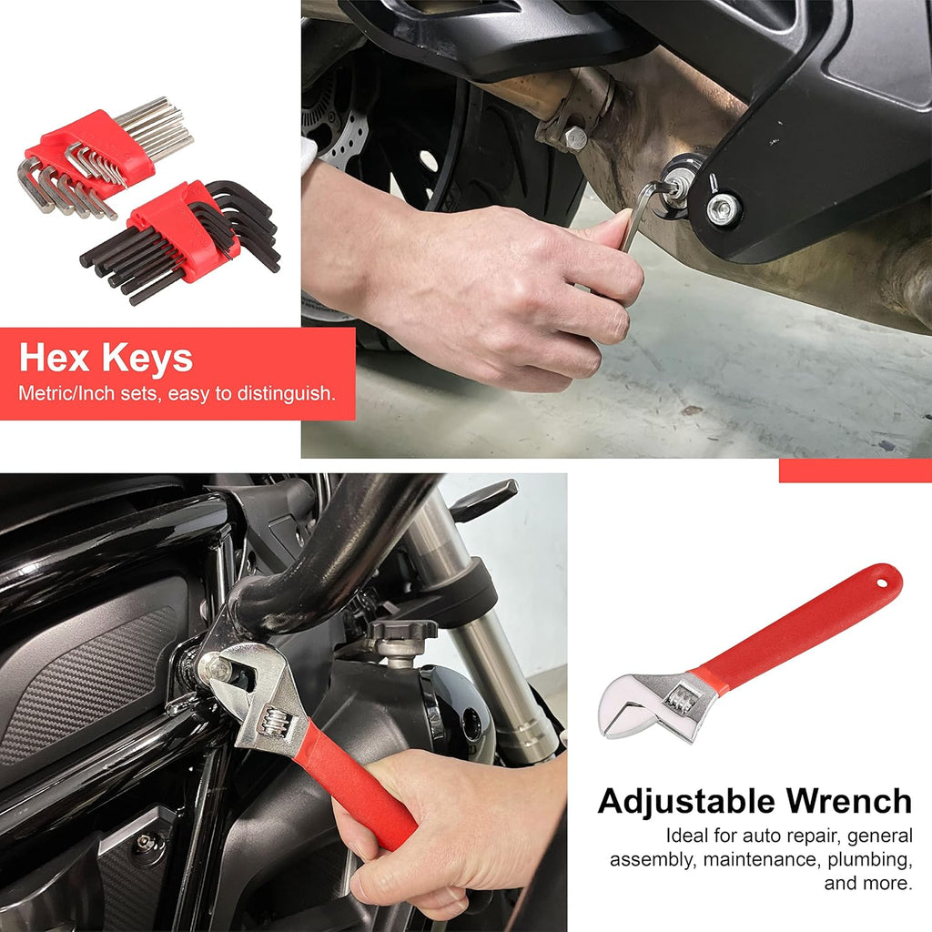 122-Piece General Household Hand Tool Set with Solid Carrying Tool Box V97612