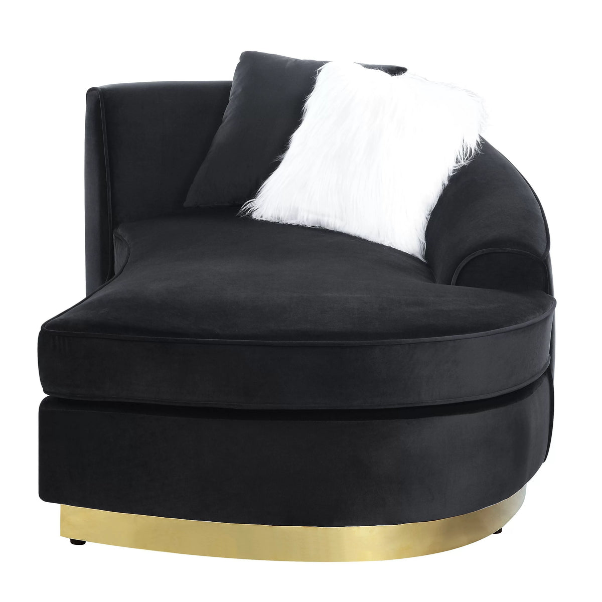 Black Velvet Chaise with 2 Pillows I199
