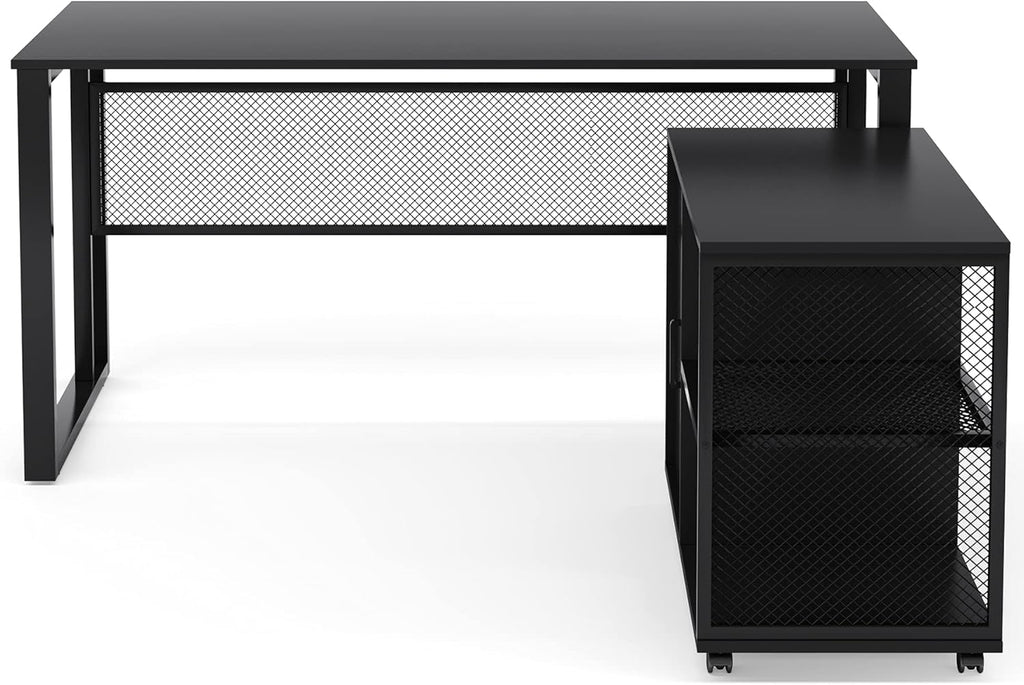L-Shaped Computer Desk with File Cabinet Q94754