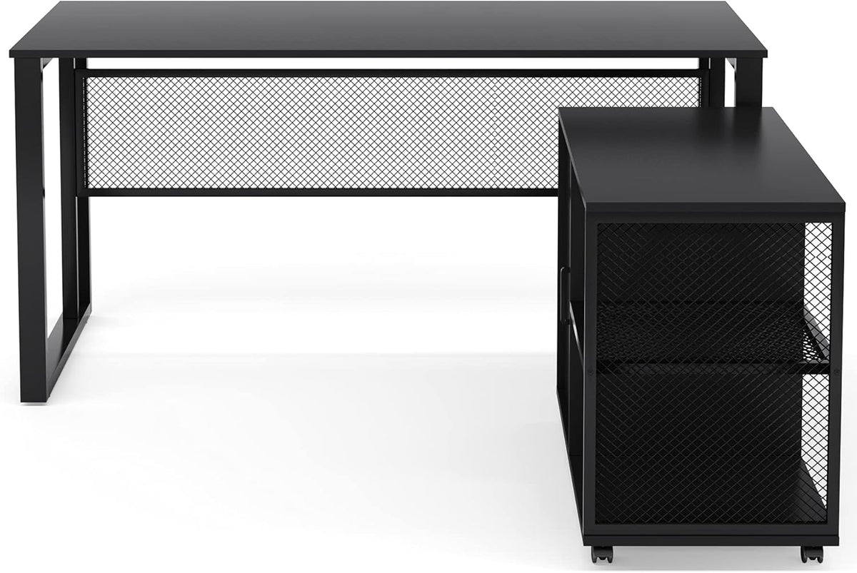L-Shaped Computer Desk with File Cabinet Q94754