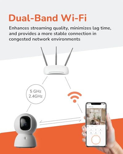 Indoor Pan-Tilt Security Camera with SD Card, 2.4k Video V345696