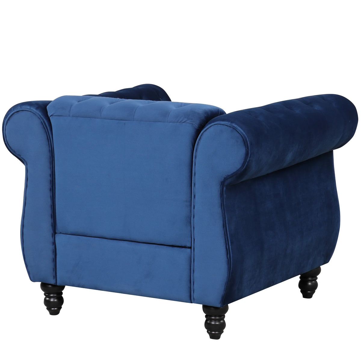 Blue Plush Upholstered Sofa with Solid Wood Legs Y818820